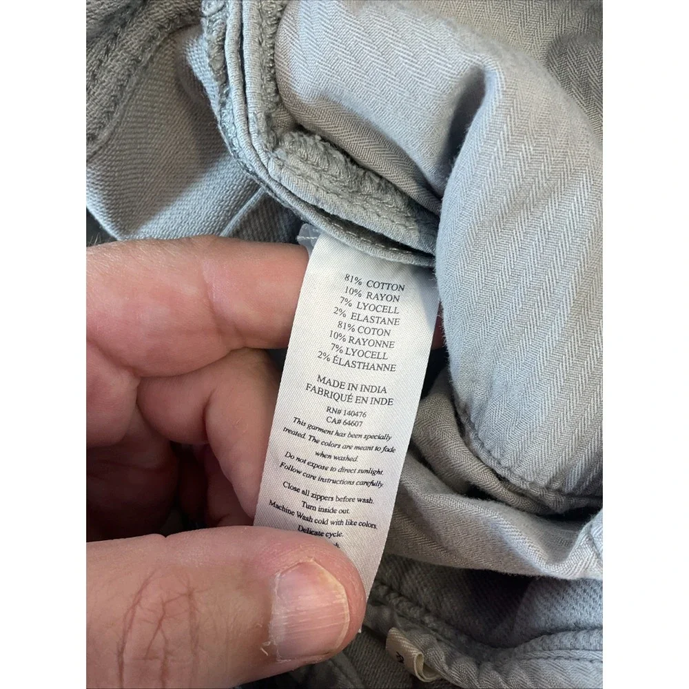 Faherty Brand Jeans Mens 33x32 Gray Straight Leg Stretch Denim Pants Casual